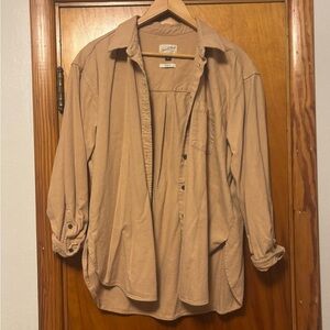 Universal Thread Women's Button-Down Shirt Jacket in Tan